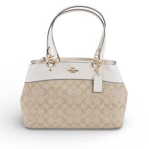 NWOT Coach SIGNATURE BROOKE CARRYALL (Light Khaki - Chalk) With COA